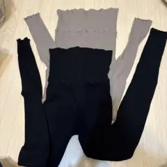マタニティリブ編みパンツ レギンス　Lサイズ　2点セット