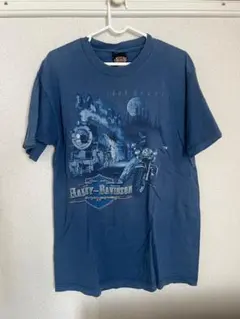 ハーレーダビッドソン Tシャツ L ネイビー アラスカ イーグル フェード