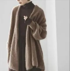 NOBLE ラクーンファー シャギーカーディガン キャメル ソフトシャギーW起毛カーディガン | AND ON JIONE STORE