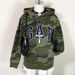 y2k GAP 迷彩 パーカー ロゴ 裏起毛 グランジ 平成ギャル