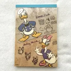 Disney ディズニー　メモ帳　レトロ　ドナルド　デイジー　ドローイング