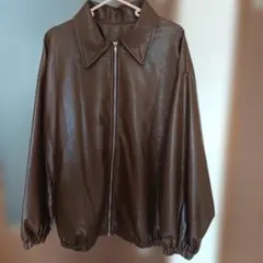 メンズ フェイクレザージャケット ブラウン