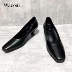 極美品！【Wacoal success walk】22cm スクエアパンプス　黒のサムネイル