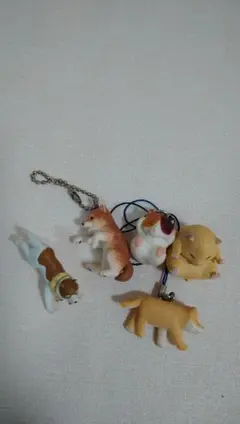 イヌ　ハムスター　ストラップ　フィギュア 5個セット　まとめて