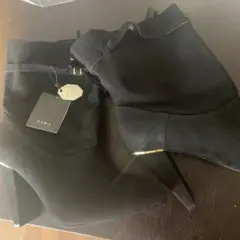 ZARA WOMAN スエード調 タッセル ブーツ ブラック 39