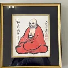 縁起物】希少 竹額装 水墨画 墨絵「達磨大師/達磨図」肉筆 高級禅画