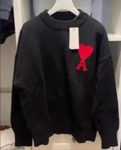 【新品】AMI PARIS ブラック ニットセーター m男女兼用 M22