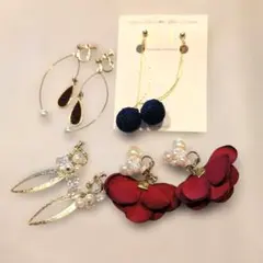 イヤリングセット 4点　パール　揺れる