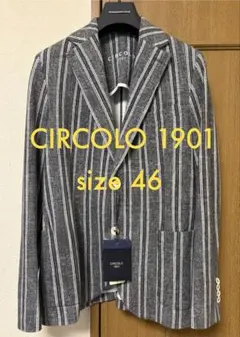 CIRCOLO ストライプ テーラードジャケット CIRCOLO 1901 パイル地 ストライプ テーラードジャケット ネイビー