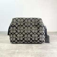 COACH コーチ ポーチ 小物入れ シグネチャー キャンバス ブラック