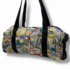 美品 LeSportsac ナイロン 総柄 ドラム ボストン バッグ マザーズ