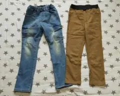 キッズ ロングパンツ ボトムス 2本セット 120cm 裏起毛のサムネイル