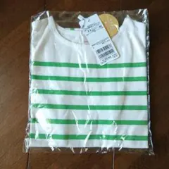 【新品未使用】petit main グリーンストライプTシャツサイズ100