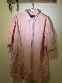 Ralph Lauren 半袖シャツ XXL ピンクストライプ