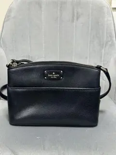 kate spade 黒 レザー ショルダーバッグ