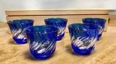 カメイガラス　色被せ切子 グラス5個セット クリスタル・ダルク