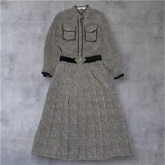 Leilian 金ボタン チェック柄 スカートセットアップ M相当