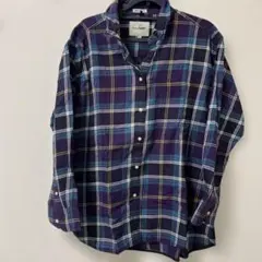 ニコアンド　チェックシャツ　ブルー系