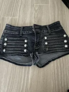 ROMWE デニムショートパンツ ブラック ナポレオン風