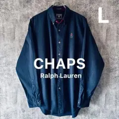 ✅【Chaps Ralph Lauren】ヘリンボーンBDシャツLネイビー刺繍