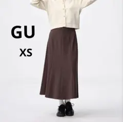 GU XS カットソーフレアスカートQ　ダークブラウン