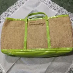 ROOTOTE ストロー トートバッグ ベージュ/グリーン＊バックインバック