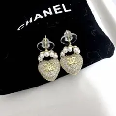 ハート パール ピアス 両耳用