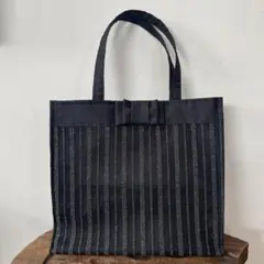 ⭐︎ハンドメイド⭐︎ フォーマル サブバッグ リボン付 ブラック シルバー ラメ模様