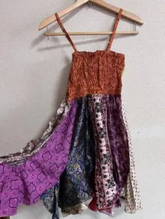 マルチカラー パッチワーク ワンピース