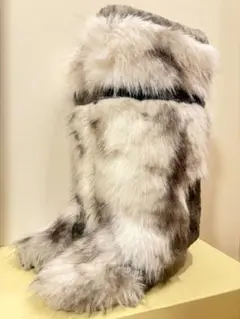 廃盤品　yellowファー ロングブーツ グレーM