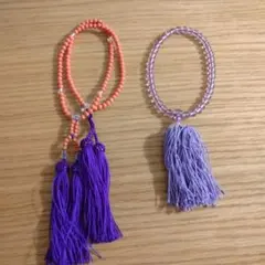 オレンジ紫二連数珠と紫単連数珠セット