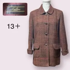 美品✨レリアン　Leilian ツイードジャケット ステンカラー　レザー　13＋