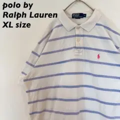 90s ポロバイラルフローレン　半袖ポロシャツ　ラガー　ボーダー　カラーポニー