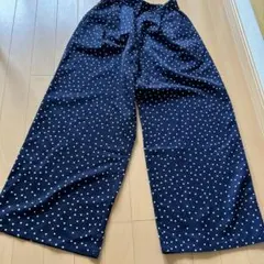 GU ネイビー ドット柄 ワイドパンツ S