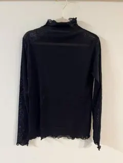 GRL ハイネックメロウシアートップス Mサイズ ブラック dk889