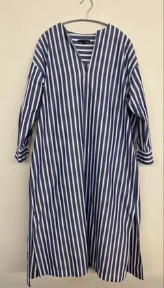 【中古品】スタジオクリップ　青×白　ストライプ　シャツワンピース