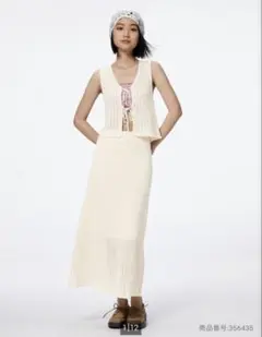 GU 透かし編み　ニット　スカート　ジレ　セットアップ