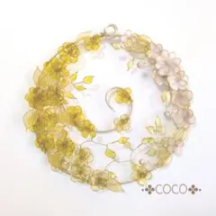 ワイヤークラフトイエロー・ホワイトの花リースワイヤーアート