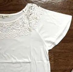 メルローズクレール　レースフレンチカットソー　Tシャツ　シロ　白　レースのサムネイル