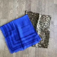 青と茶色のストール　2枚セット