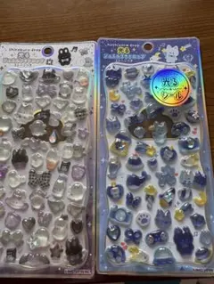 光るジュエルプチドロップシール　ストーンつき　しろくろ　星空　正規品　2枚セット