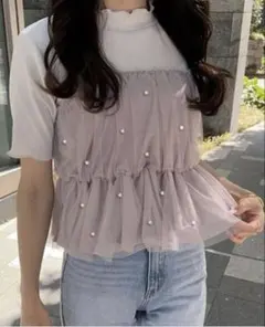 GRL パールチュールドッキングテレコトップスtu1111