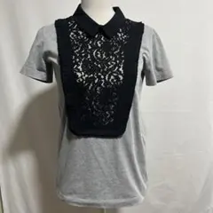 N°21 レース切替 半袖カットソー グレー×ブラックのサムネイル