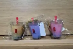 ゴンチャ 立体キーホルダー ミルクティー 貢茶 タピオカ 3点セット