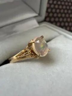 15号 3.43ct メキシコオパール シルバーゴールドメッキ リング 指輪 