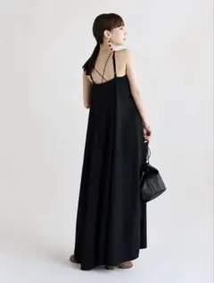 22SS ebure エブール リンクルボイルテントライン ワンピース ブラック 