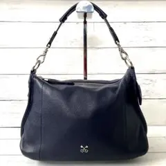 ✨希少品✨SAZABY サザビー 本革　レザー　ハンドバッグ ネイビー ロゴ金具