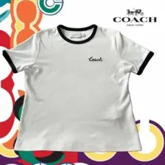 COACH コーチ Tシャツ ロゴ刺繍 ホワイト ブラックのサムネイル