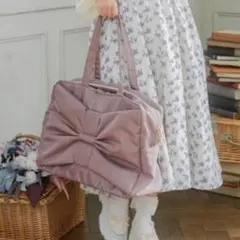 しまむら　青木美沙子　ボストンバッグ　リボン　ピンク　フェミニン　ロリィタ　鞄のサムネイル