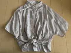 最終価格　ZARA ノットディテールショートスリーブシャツ　L